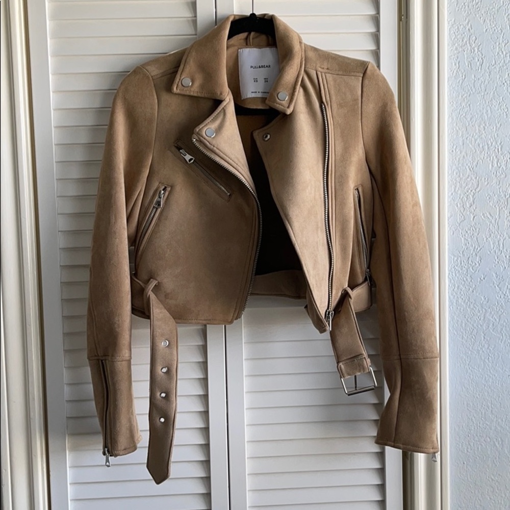 Pull & Bear Suedette Biker jacket